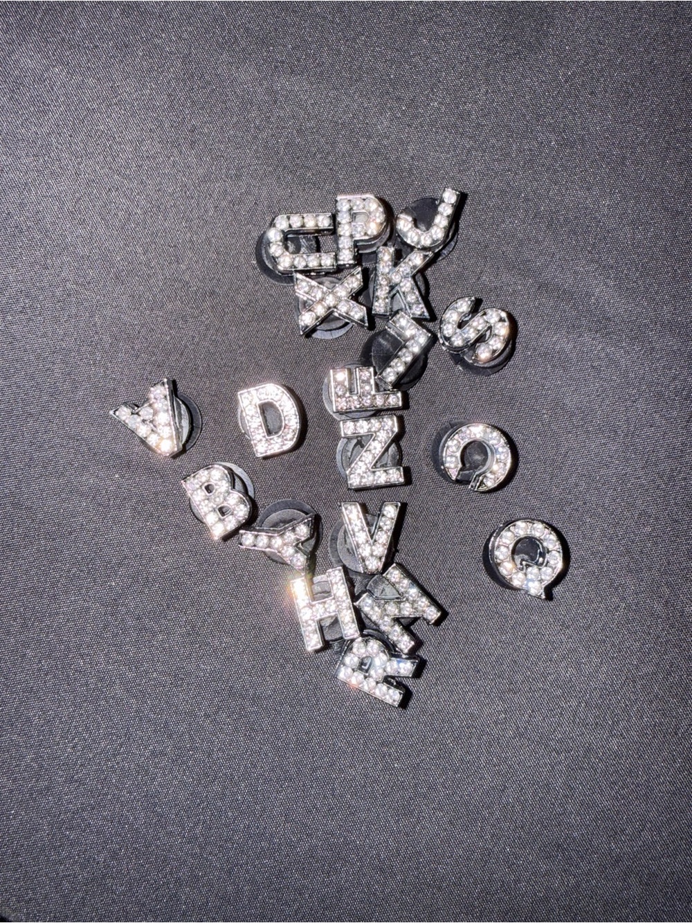 Crystal Alphabet Cuff Links - Silver Letter Charms - Picture 2 of 2